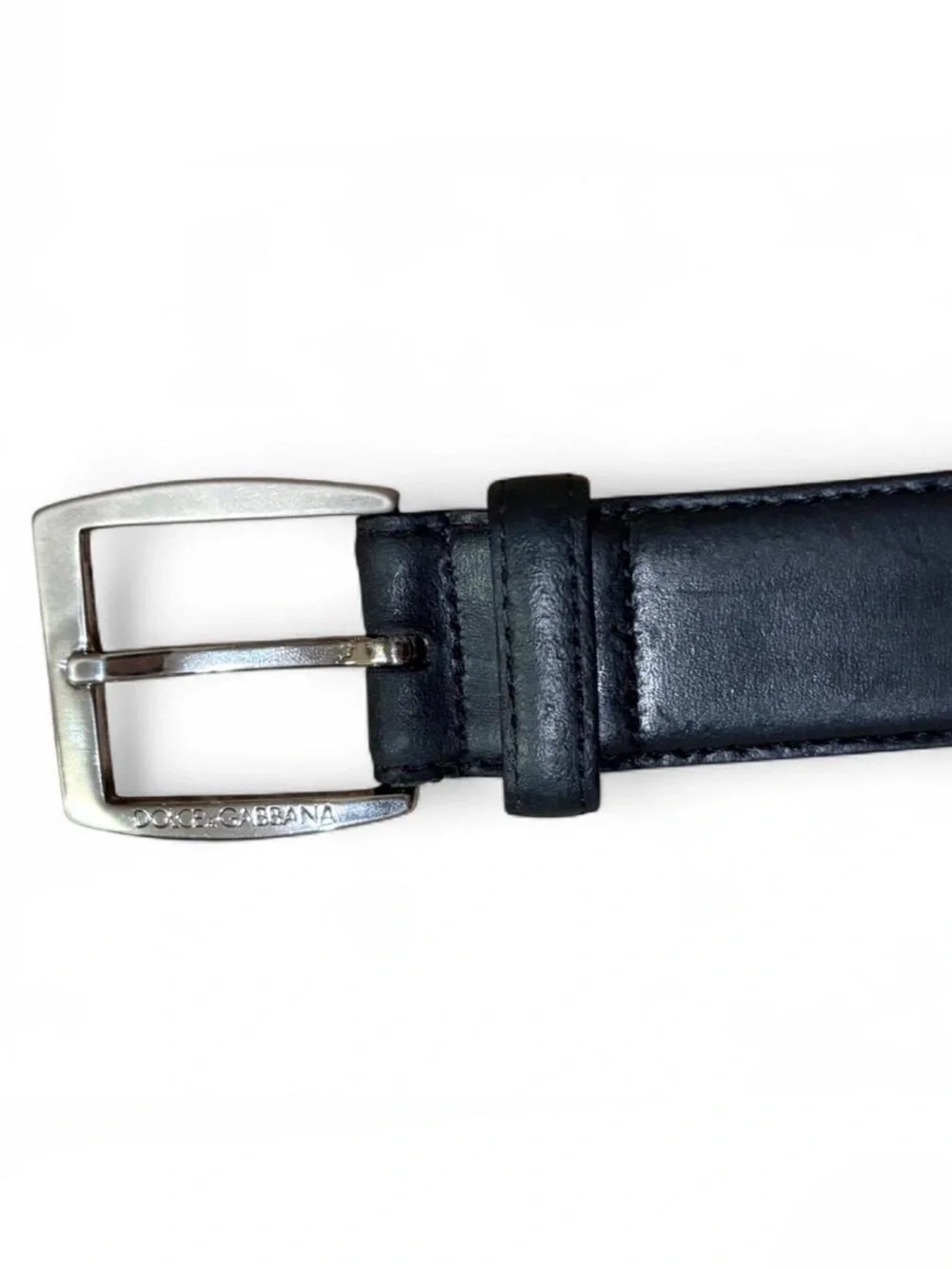 Dolce & Gabbana Black Leather Belt with Silver Buckle Size 48/90 Made in Italy